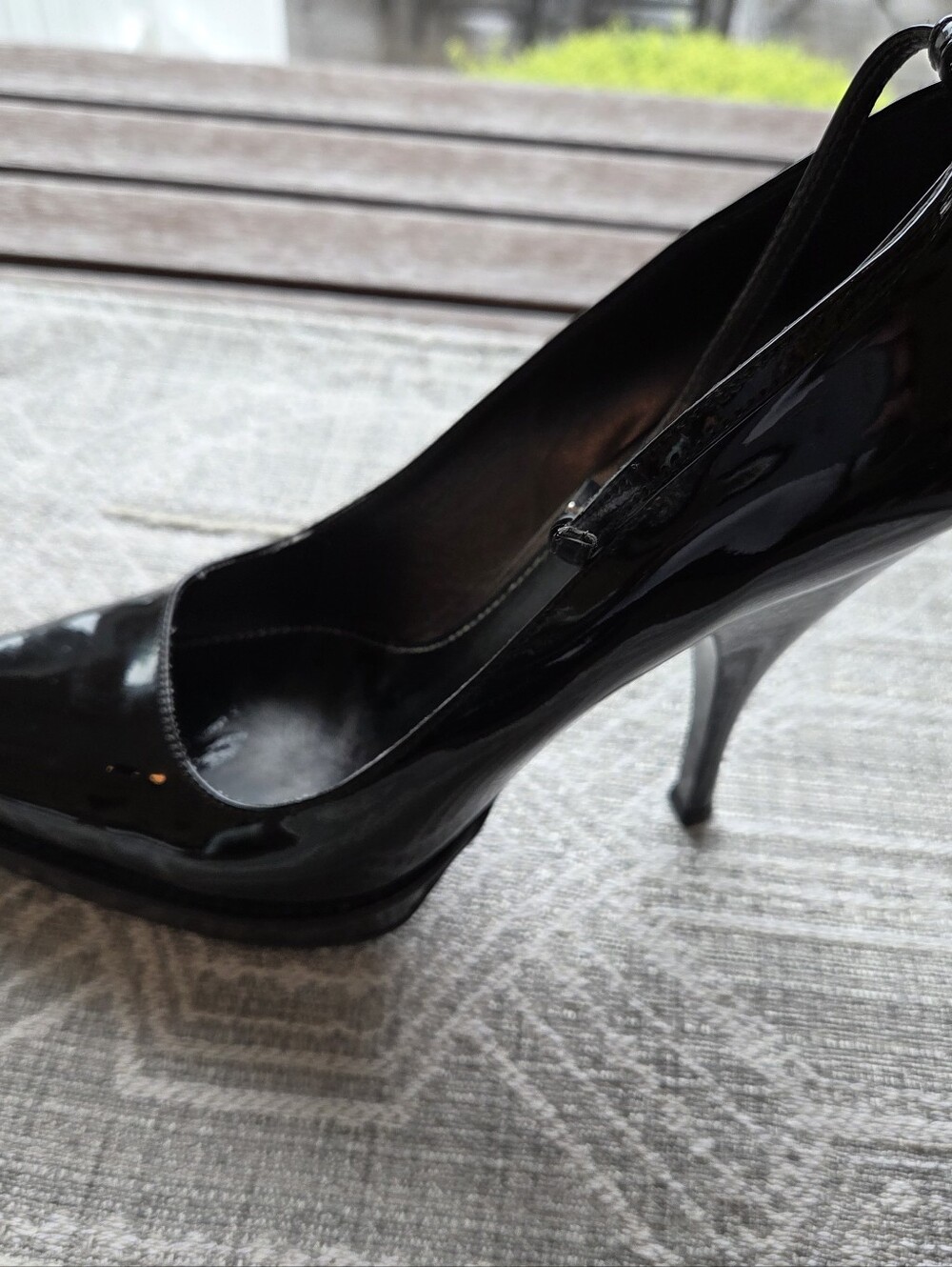 Prada Black Patent Leather Pointed-Toe Ankle-Strap Pumps - Picture 5 of 14